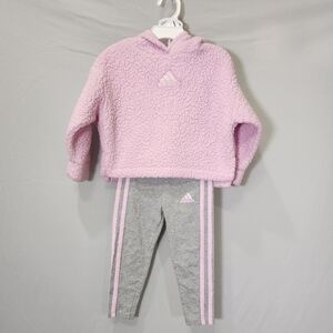 Adidas Pink and Gray Matching Leggings Set
